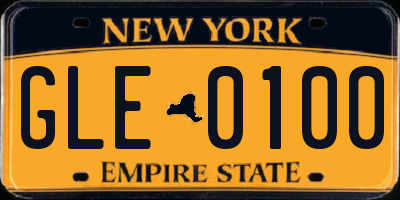 NY license plate GLE0100
