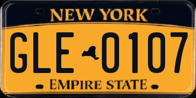 NY license plate GLE0107