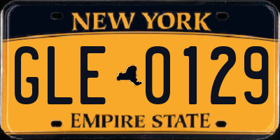 NY license plate GLE0129