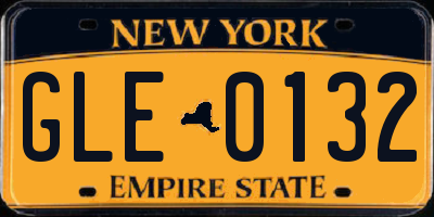 NY license plate GLE0132
