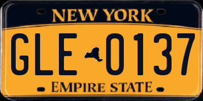 NY license plate GLE0137