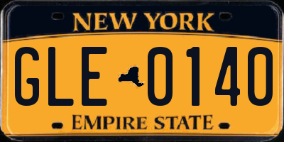 NY license plate GLE0140