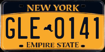 NY license plate GLE0141
