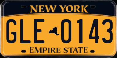 NY license plate GLE0143