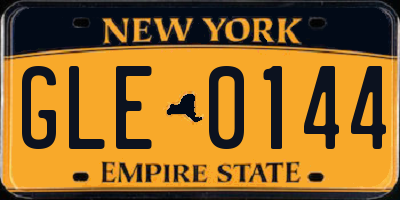 NY license plate GLE0144