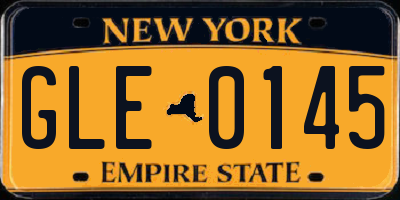 NY license plate GLE0145