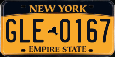 NY license plate GLE0167