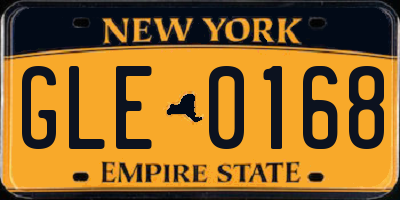 NY license plate GLE0168