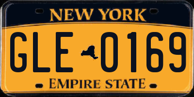 NY license plate GLE0169