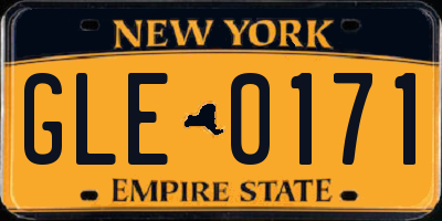 NY license plate GLE0171