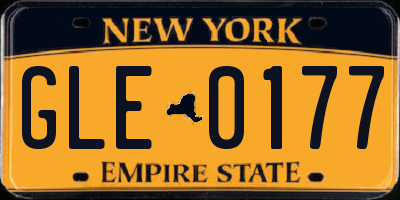 NY license plate GLE0177