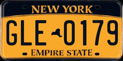 NY license plate GLE0179