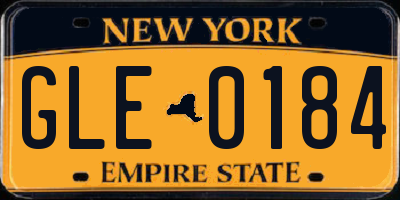 NY license plate GLE0184