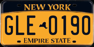 NY license plate GLE0190