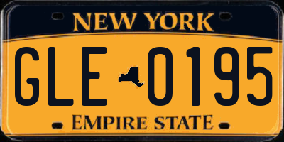 NY license plate GLE0195