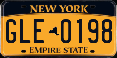NY license plate GLE0198
