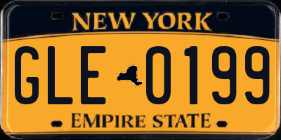 NY license plate GLE0199