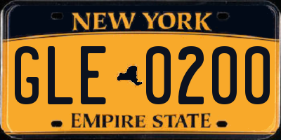NY license plate GLE0200