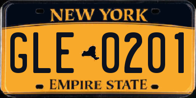 NY license plate GLE0201