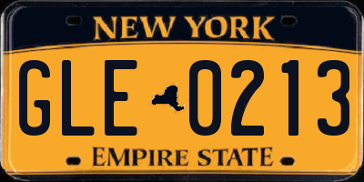 NY license plate GLE0213
