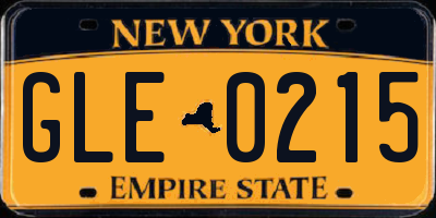 NY license plate GLE0215