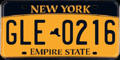 NY license plate GLE0216