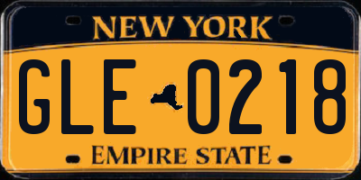 NY license plate GLE0218