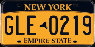 NY license plate GLE0219