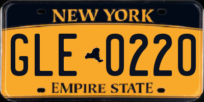 NY license plate GLE0220