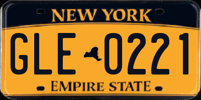 NY license plate GLE0221