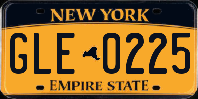 NY license plate GLE0225