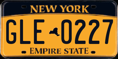 NY license plate GLE0227