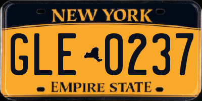 NY license plate GLE0237