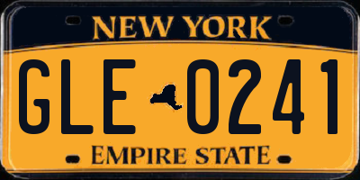 NY license plate GLE0241