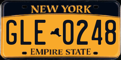 NY license plate GLE0248