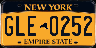 NY license plate GLE0252
