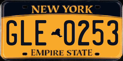 NY license plate GLE0253