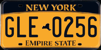 NY license plate GLE0256