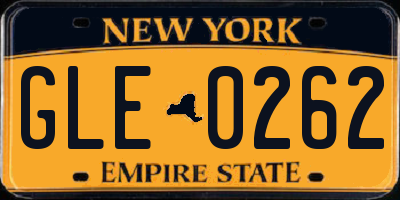 NY license plate GLE0262