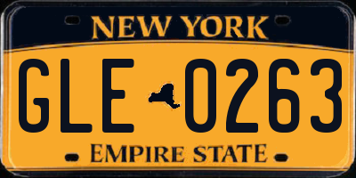 NY license plate GLE0263