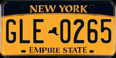 NY license plate GLE0265
