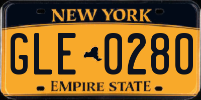 NY license plate GLE0280