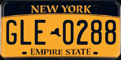 NY license plate GLE0288