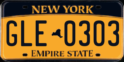 NY license plate GLE0303