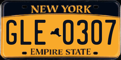 NY license plate GLE0307