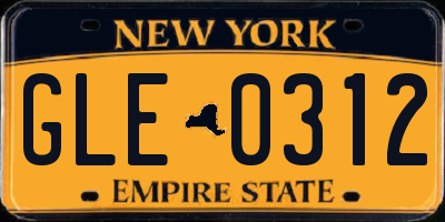 NY license plate GLE0312
