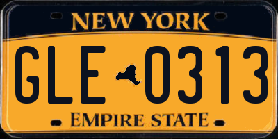 NY license plate GLE0313