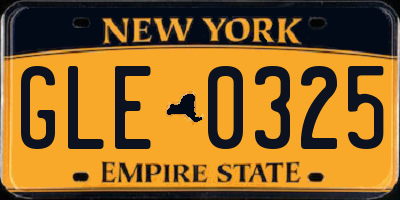 NY license plate GLE0325