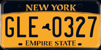 NY license plate GLE0327