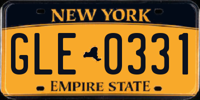 NY license plate GLE0331